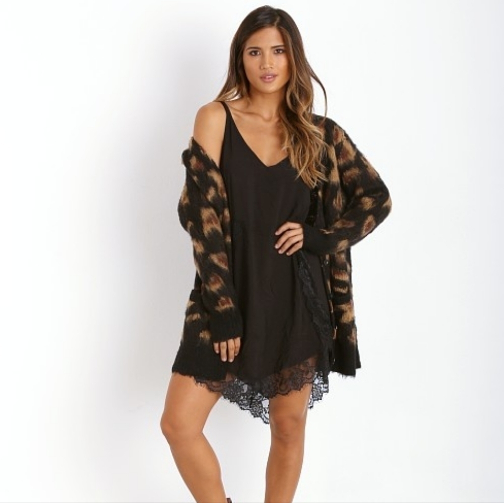 Free People leopard wool blend cardigan